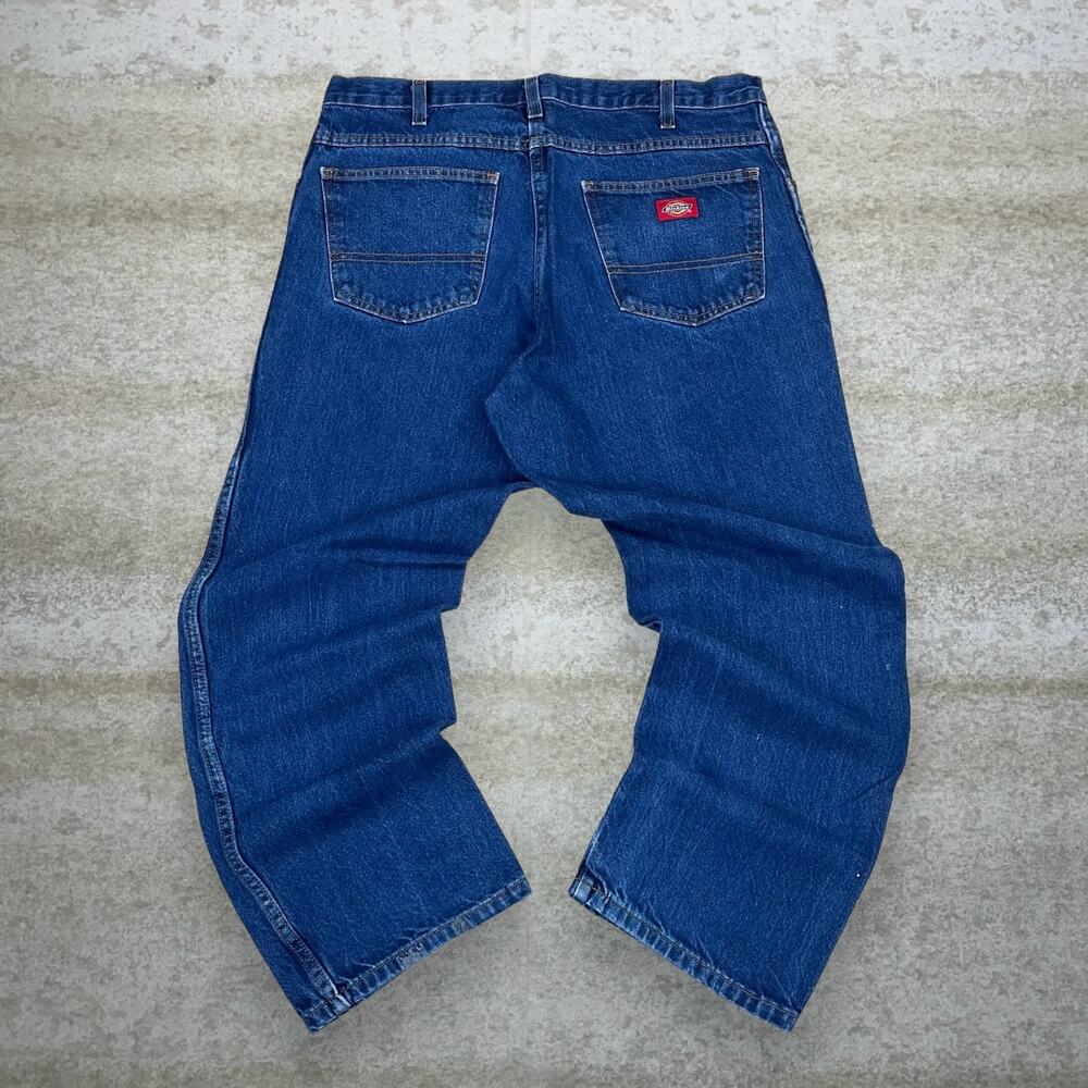 Vintage 90s Dickies Jeans 36x30 Relaxed Fit Medium Wash Work Wear Red Label